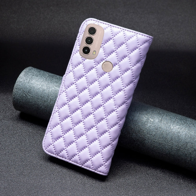 For Motorola Moto E40 / E30 Diamond Lattice Wallet Leather Flip Phone Case