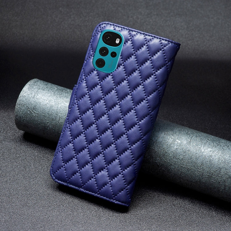 For Motorola Moto G22 Diamond Lattice Wallet Leather Flip Phone Case