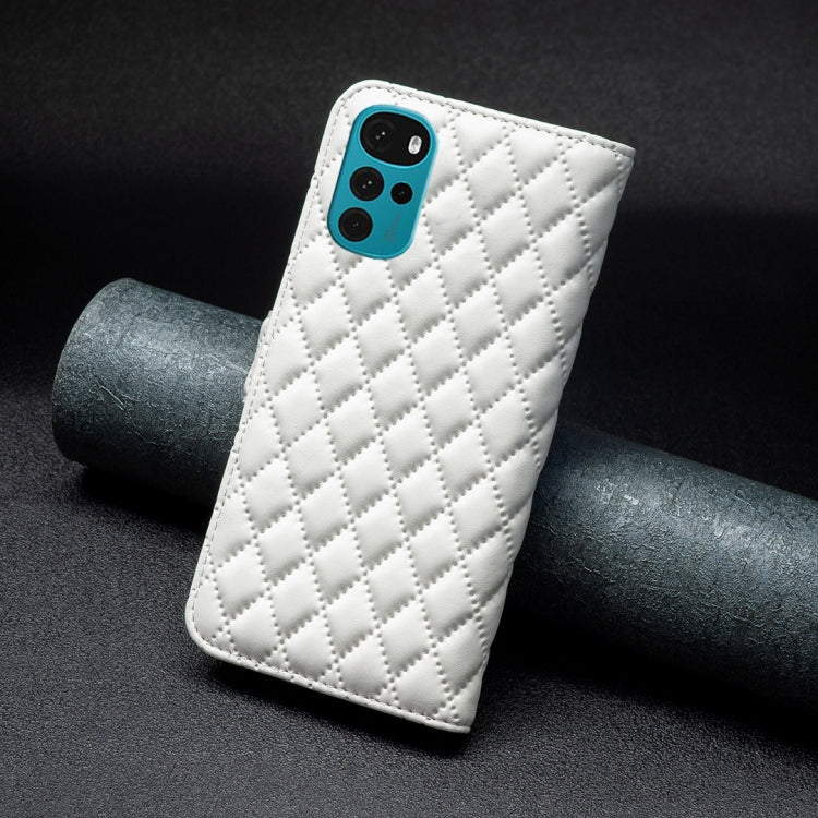 For Motorola Moto G22 Diamond Lattice Wallet Leather Flip Phone Case