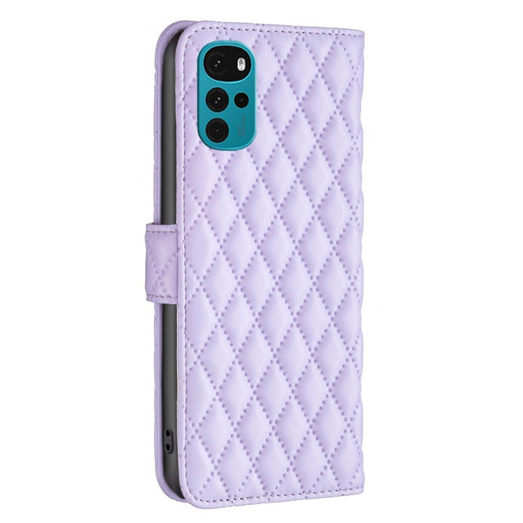 For Motorola Moto G22 Diamond Lattice Wallet Leather Flip Phone Case