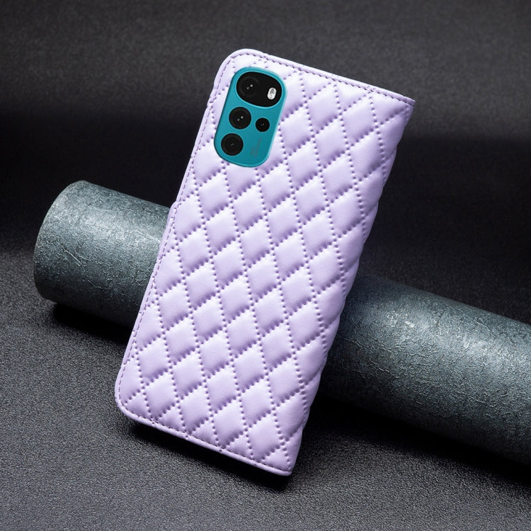 For Motorola Moto G22 Diamond Lattice Wallet Leather Flip Phone Case