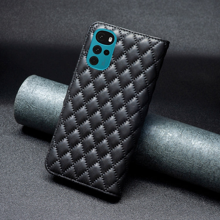 For Motorola Moto G22 Diamond Lattice Wallet Leather Flip Phone Case