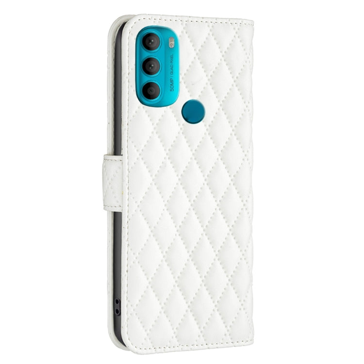 For Motorola Moto G71 5G Diamond Lattice Wallet Leather Flip Phone Case