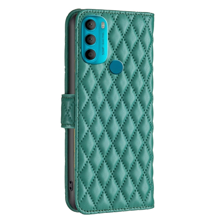 For Motorola Moto G71 5G Diamond Lattice Wallet Leather Flip Phone Case
