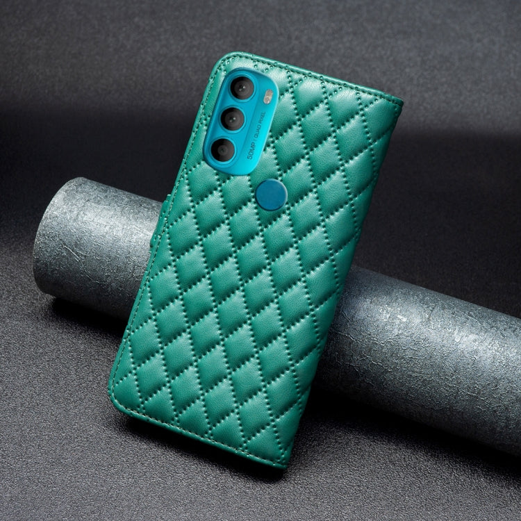 For Motorola Moto G71 5G Diamond Lattice Wallet Leather Flip Phone Case