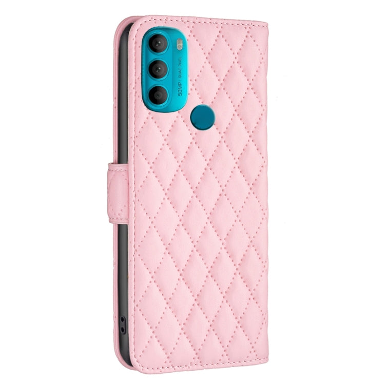 For Motorola Moto G71 5G Diamond Lattice Wallet Leather Flip Phone Case
