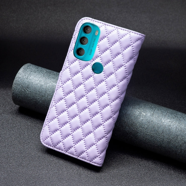 For Motorola Moto G71 5G Diamond Lattice Wallet Leather Flip Phone Case