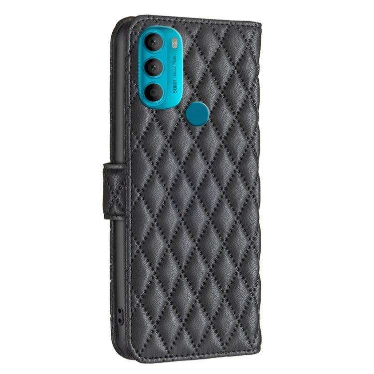 For Motorola Moto G71 5G Diamond Lattice Wallet Leather Flip Phone Case