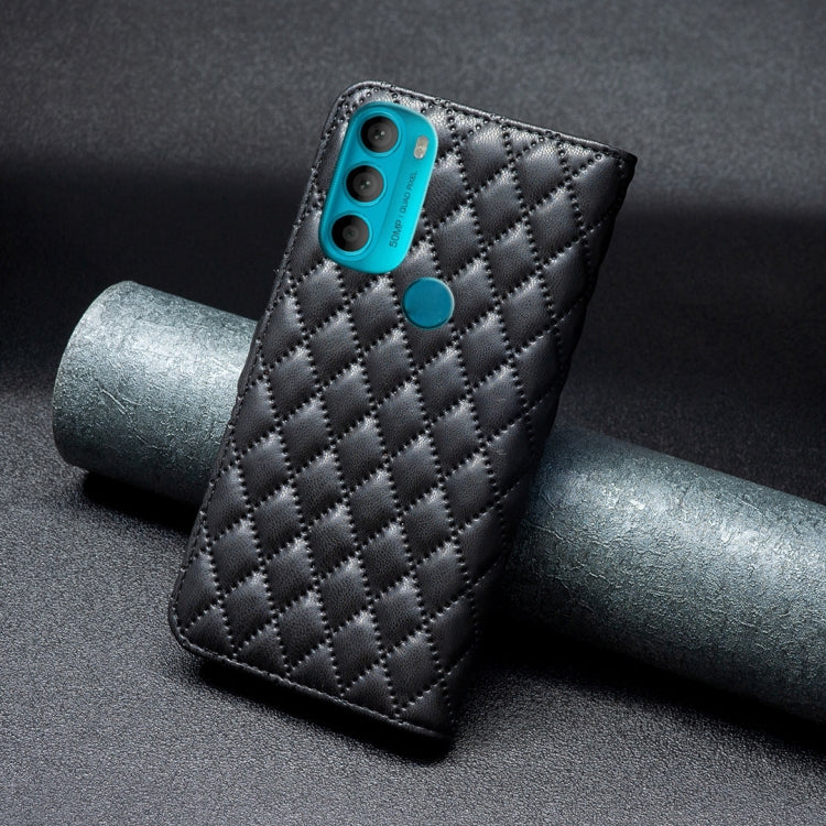 For Motorola Moto G71 5G Diamond Lattice Wallet Leather Flip Phone Case