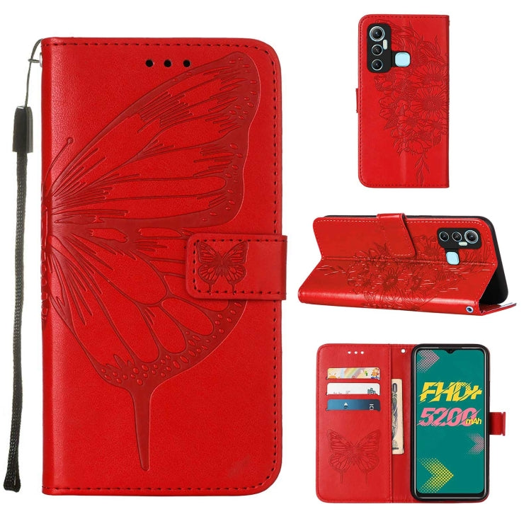 For Infinix Hot 11 Embossed Butterfly Leather Phone Case