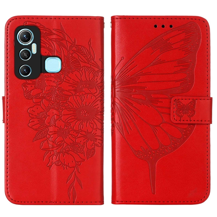 For Infinix Hot 11 Embossed Butterfly Leather Phone Case