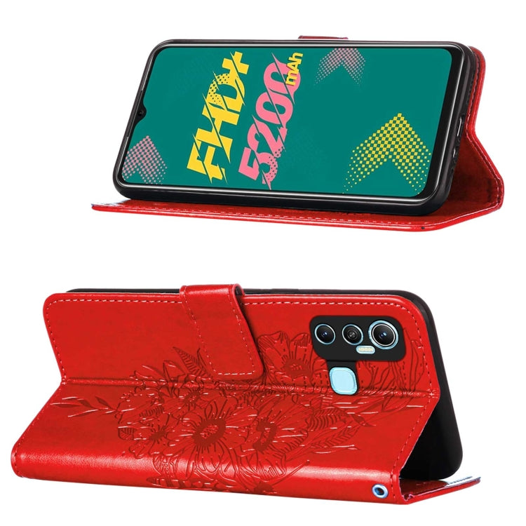 For Infinix Hot 11 Embossed Butterfly Leather Phone Case