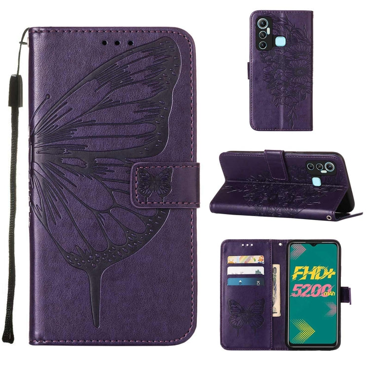 For Infinix Hot 11 Embossed Butterfly Leather Phone Case