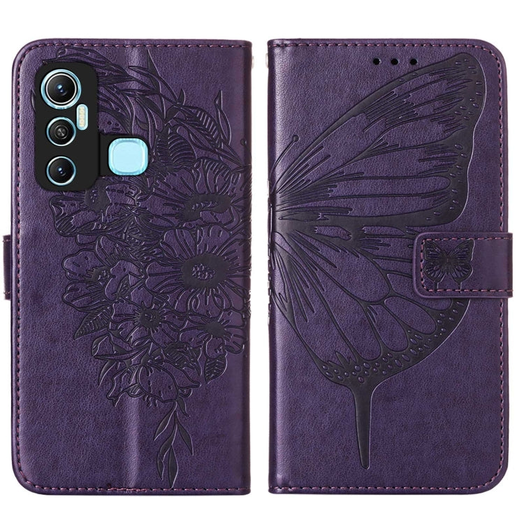 For Infinix Hot 11 Embossed Butterfly Leather Phone Case