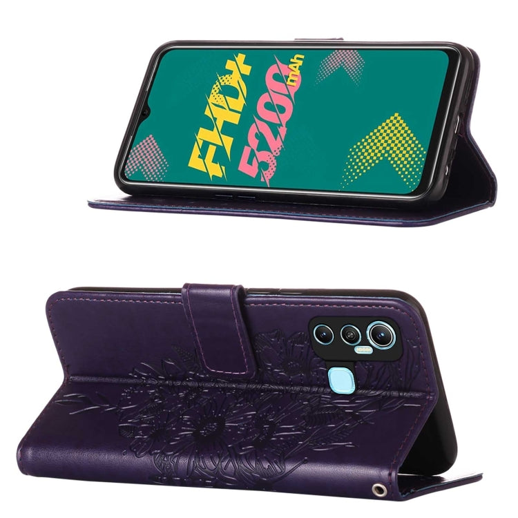 For Infinix Hot 11 Embossed Butterfly Leather Phone Case