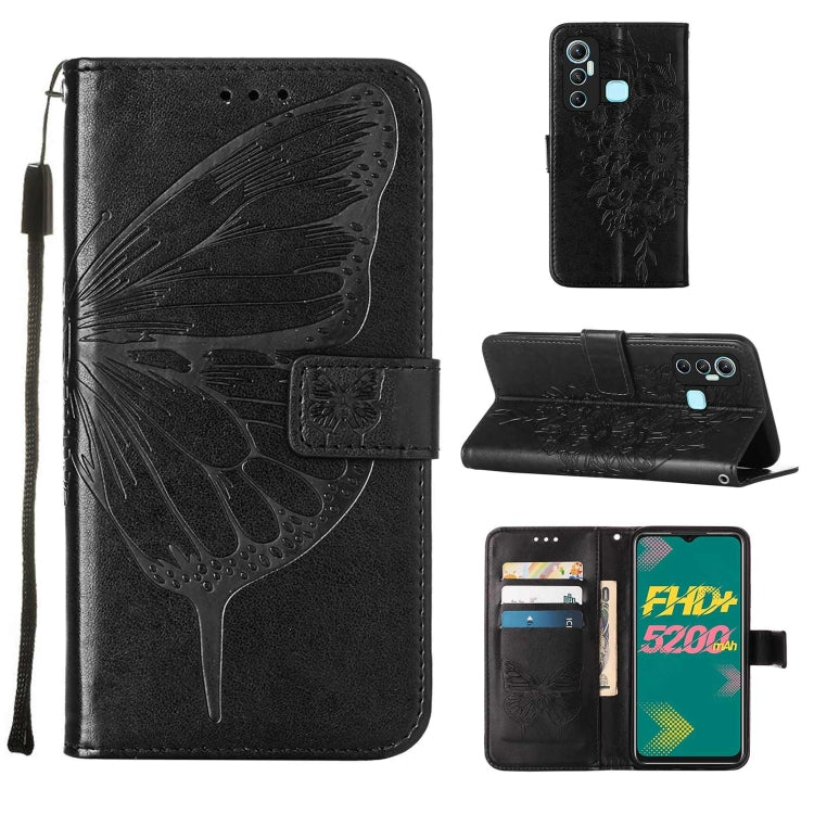 For Infinix Hot 11 Embossed Butterfly Leather Phone Case