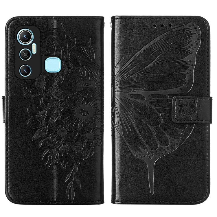 For Infinix Hot 11 Embossed Butterfly Leather Phone Case