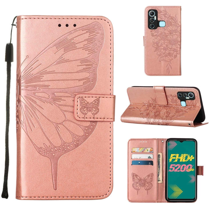 For Infinix Hot 11 Embossed Butterfly Leather Phone Case