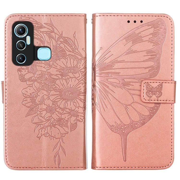 For Infinix Hot 11 Embossed Butterfly Leather Phone Case