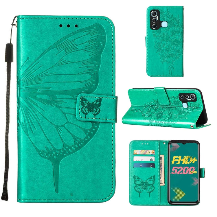 For Infinix Hot 11 Embossed Butterfly Leather Phone Case