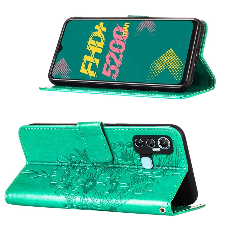 For Infinix Hot 11 Embossed Butterfly Leather Phone Case