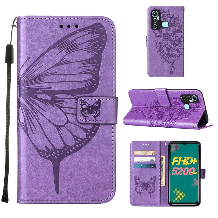 For Infinix Hot 11 Embossed Butterfly Leather Phone Case