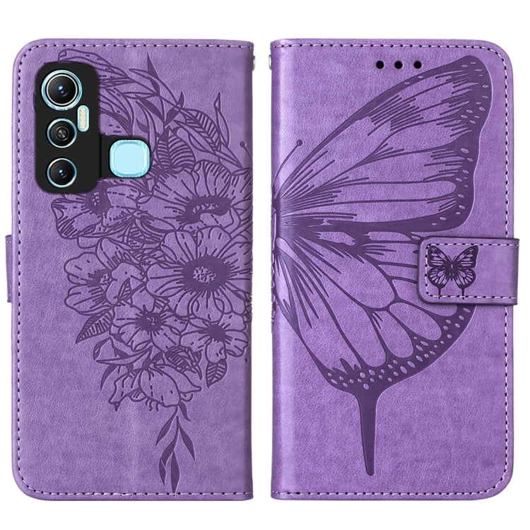 For Infinix Hot 11 Embossed Butterfly Leather Phone Case