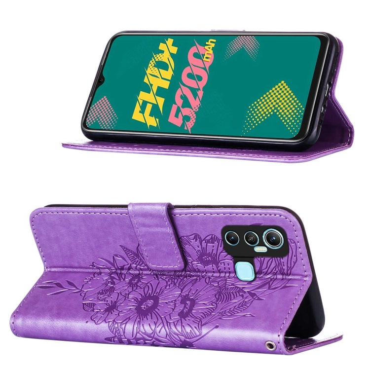 For Infinix Hot 11 Embossed Butterfly Leather Phone Case