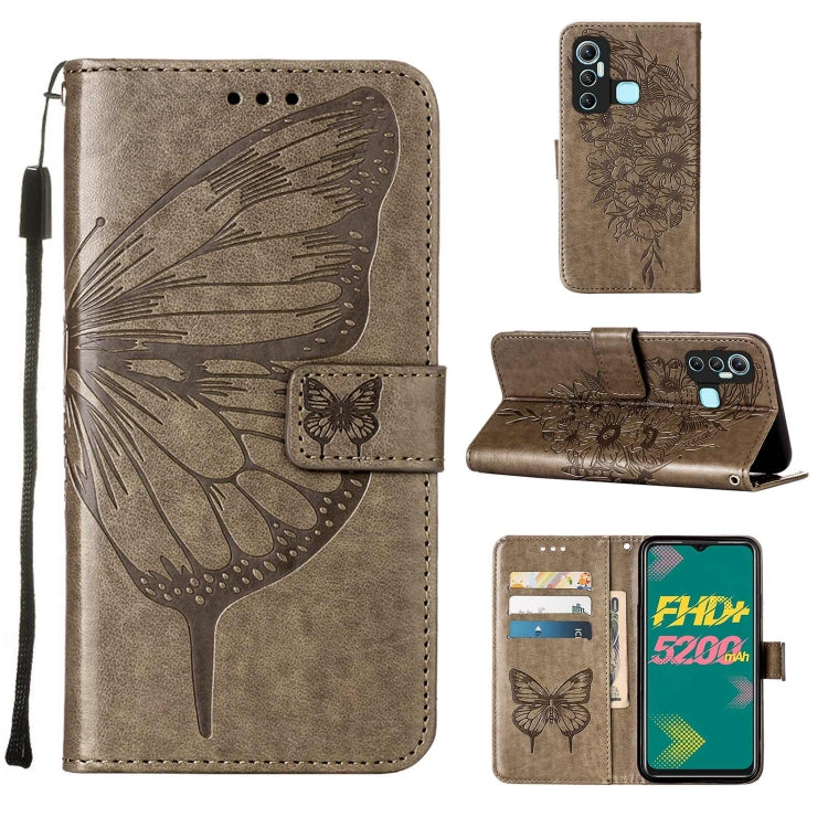 For Infinix Hot 11 Embossed Butterfly Leather Phone Case