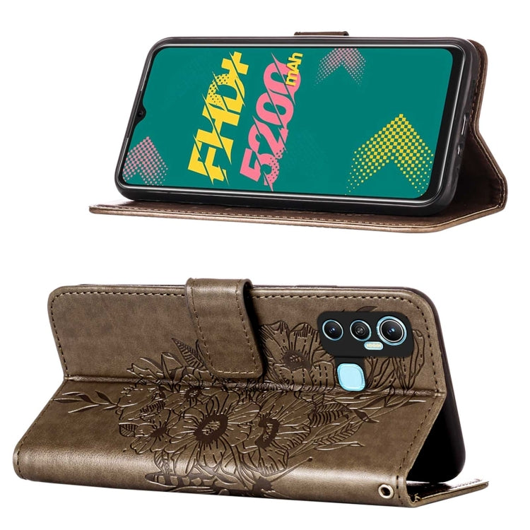 For Infinix Hot 11 Embossed Butterfly Leather Phone Case