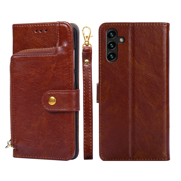 For Samsung Galaxy A13 4G Zipper Bag PU + TPU Horizontal Flip Leather Phone Case