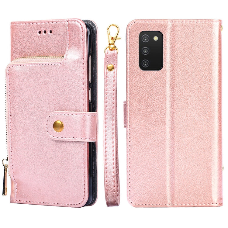 For Samsung Galaxy A03s 165.85mm Zipper Bag PU + TPU Horizontal Flip Leather Phone Case
