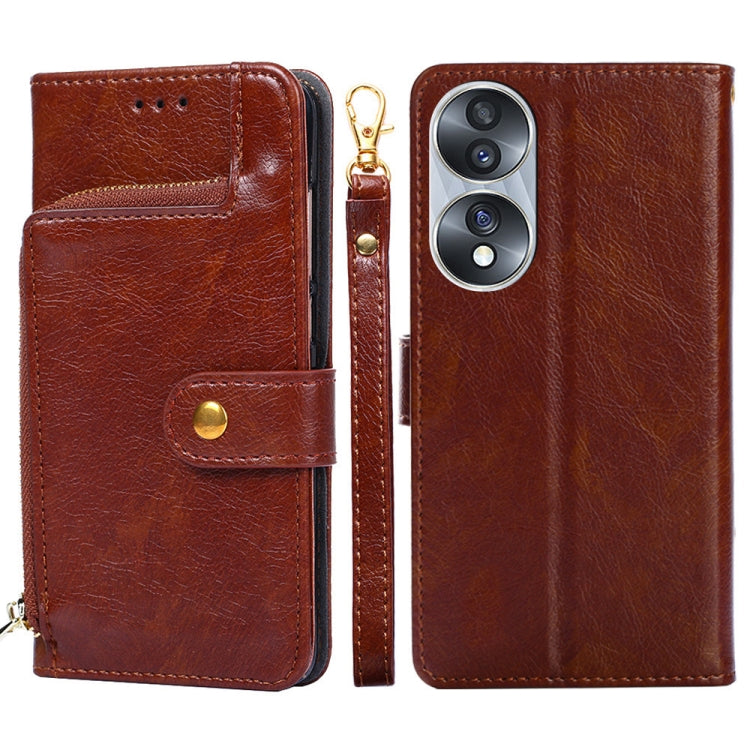 For Honor 70 Zipper Bag PU + TPU Horizontal Flip Leather Phone Case