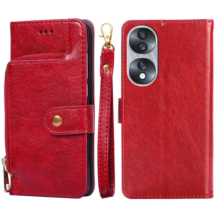 For Honor 70 Zipper Bag PU + TPU Horizontal Flip Leather Phone Case