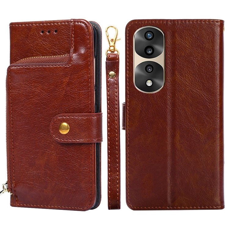 For Honor 70 Pro/70 Pro+ Zipper Bag PU + TPU Horizontal Flip Leather Phone Case