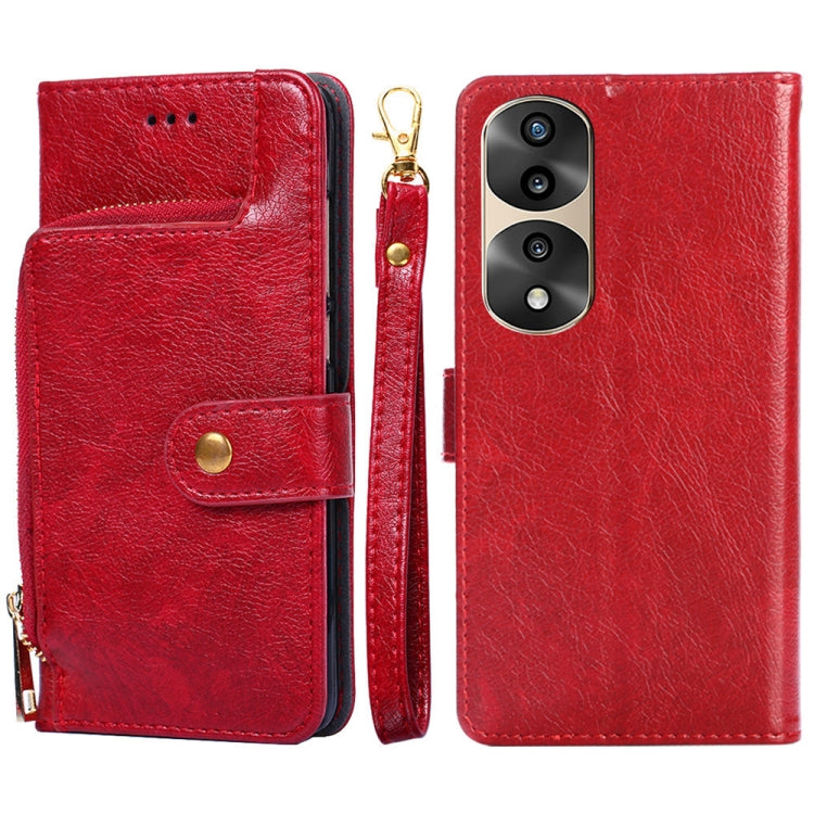 For Honor 70 Pro/70 Pro+ Zipper Bag PU + TPU Horizontal Flip Leather Phone Case