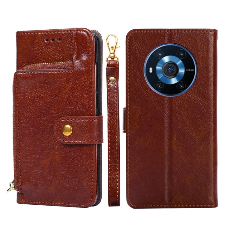 For Honor Magic3 Zipper Bag PU + TPU Horizontal Flip Leather Phone Case