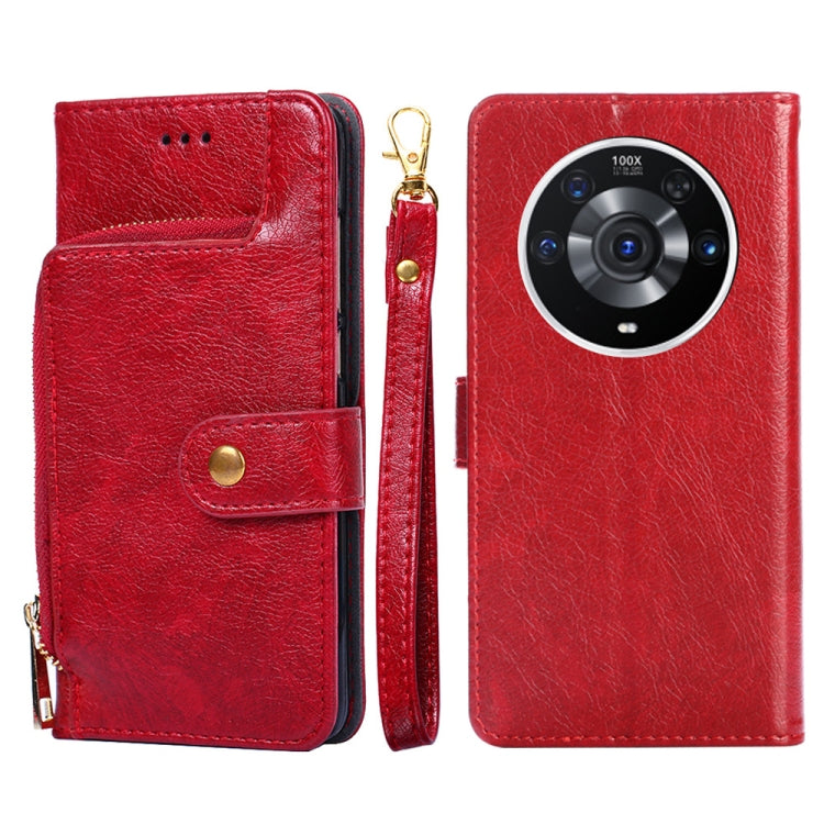 For Honor Magic3 Pro Zipper Bag PU + TPU Horizontal Flip Leather Phone Case