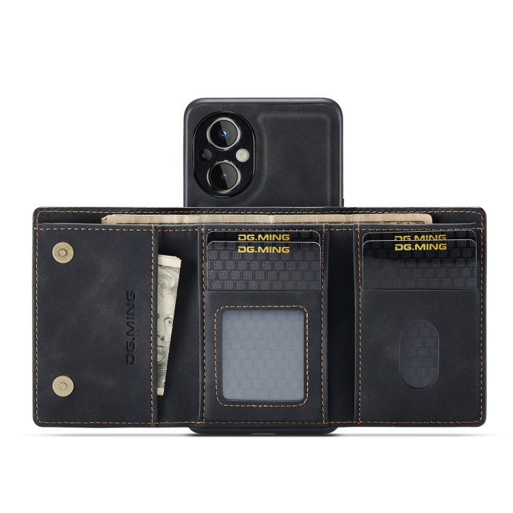 For OnePlus Nord N20 5G DG.MING M1 Series 3-Fold Multi Card Wallet Phone Case