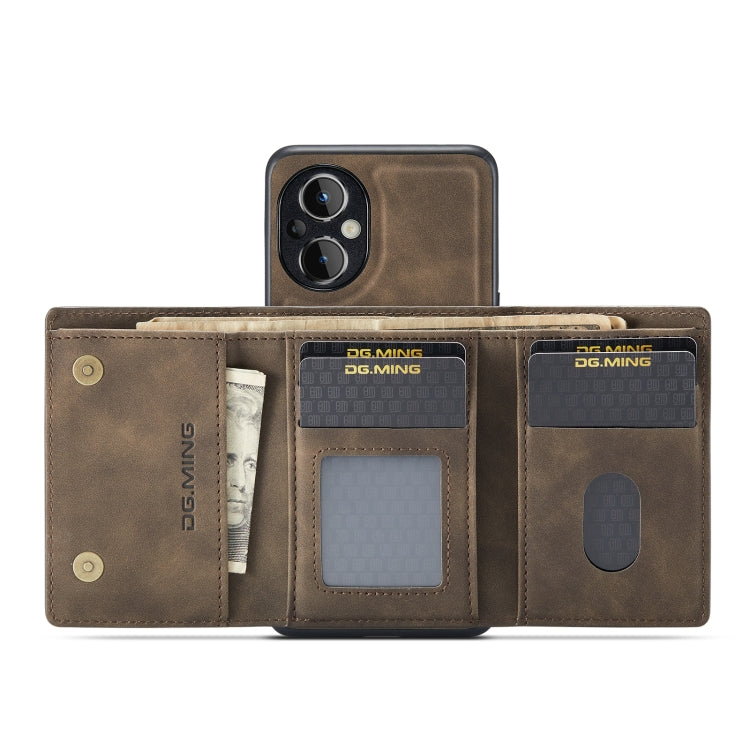 For OnePlus Nord N20 5G DG.MING M1 Series 3-Fold Multi Card Wallet Phone Case
