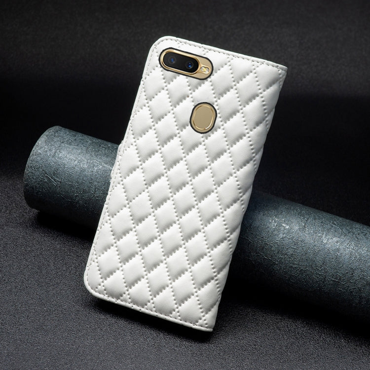 For OPPO A7 Diamond Lattice Wallet Leather Flip Phone Case