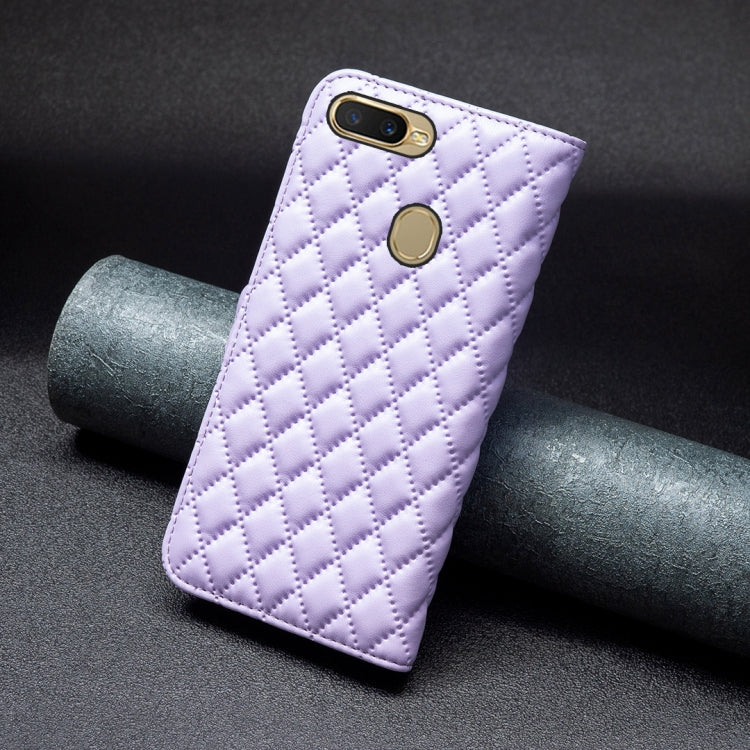For OPPO A7 Diamond Lattice Wallet Leather Flip Phone Case