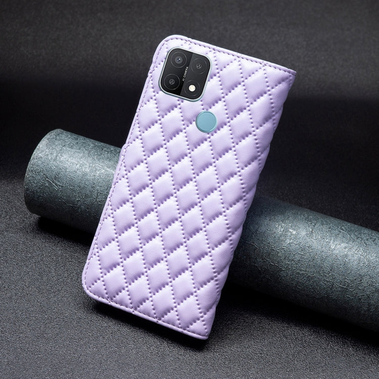 For OPPO A15 Diamond Lattice Wallet Leather Flip Phone Case