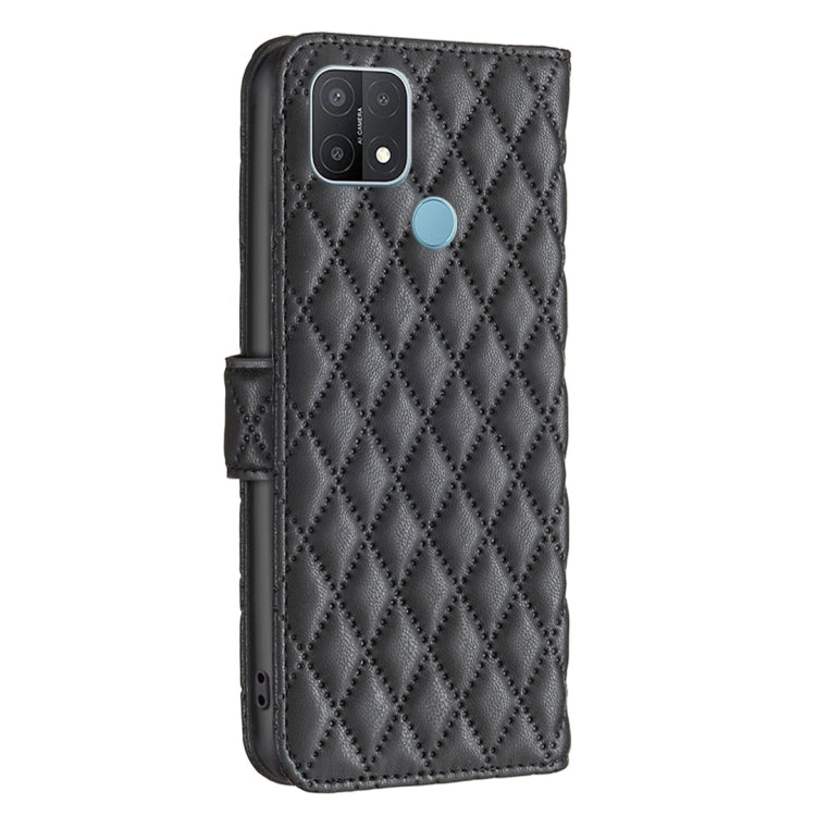 For OPPO A15 Diamond Lattice Wallet Leather Flip Phone Case