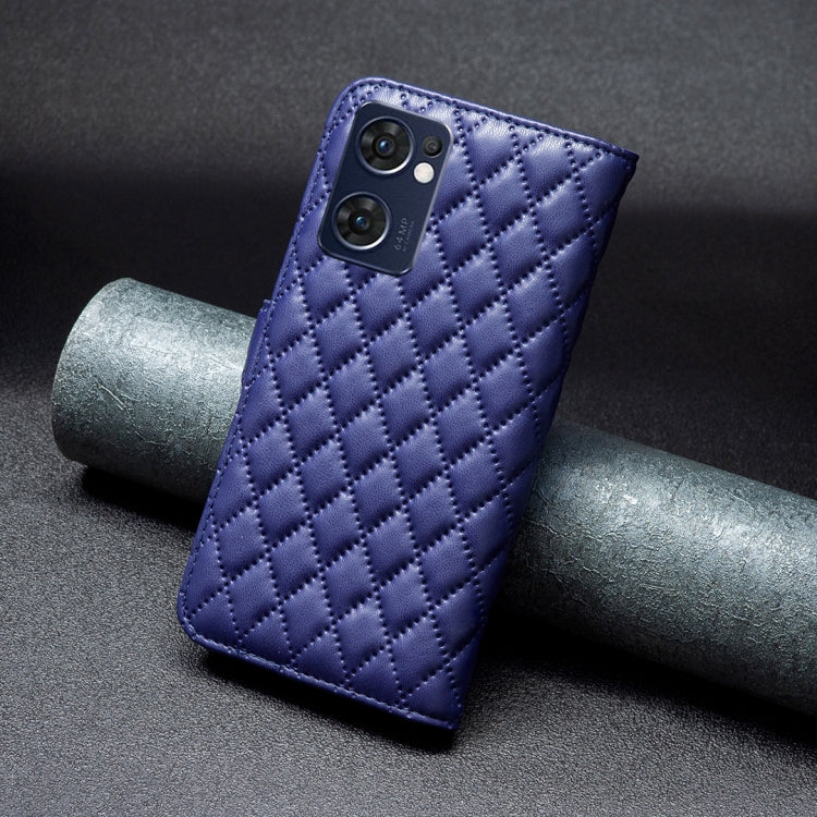 For OPPO Find X5 Lite / Reno7 5G Diamond Lattice Wallet Leather Flip Phone Case