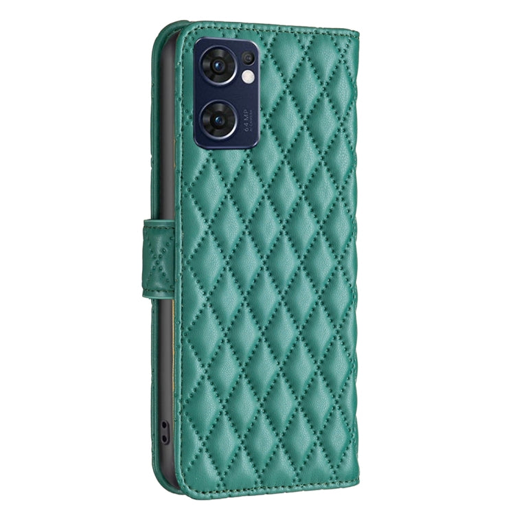 For OPPO Find X5 Lite / Reno7 5G Diamond Lattice Wallet Leather Flip Phone Case