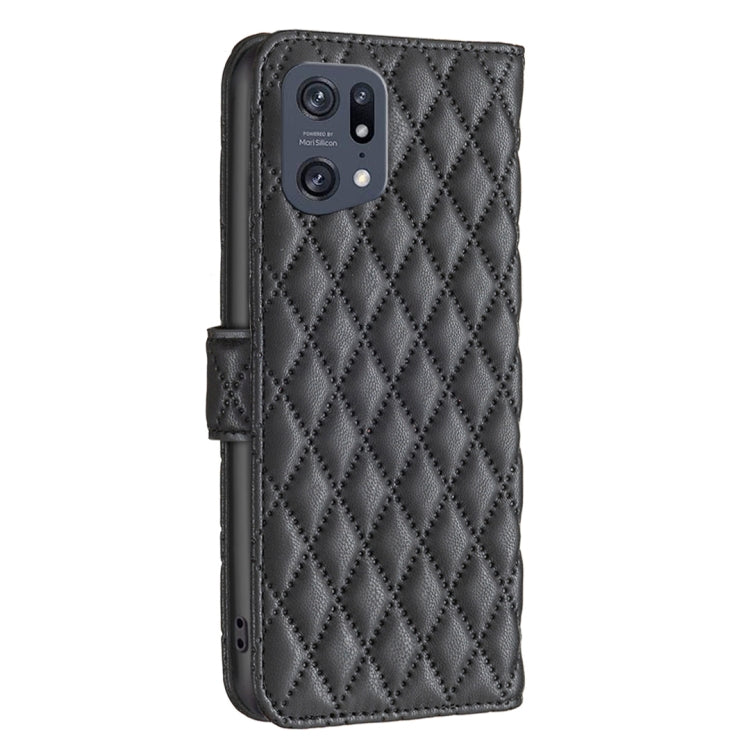 For OPPO Find X5 Pro Diamond Lattice Wallet Leather Flip Phone Case