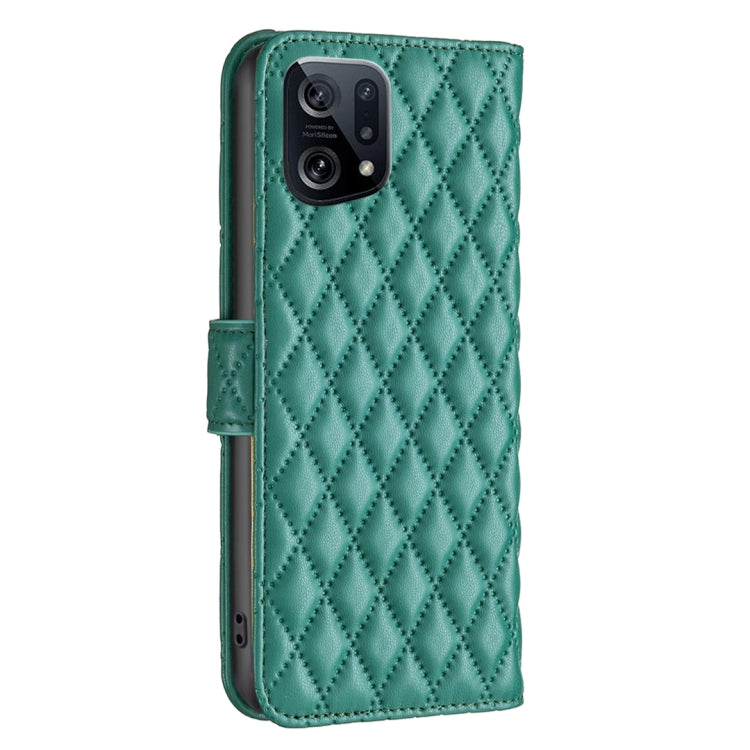 For OPPO Find X5 Diamond Lattice Wallet Leather Flip Phone Case