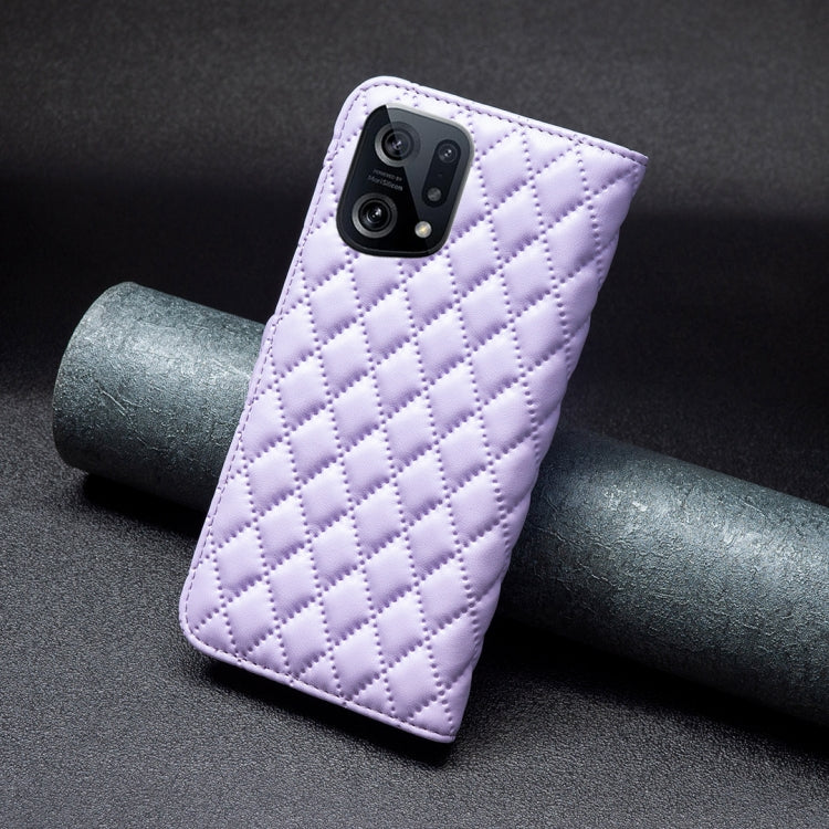 For OPPO Find X5 Diamond Lattice Wallet Leather Flip Phone Case