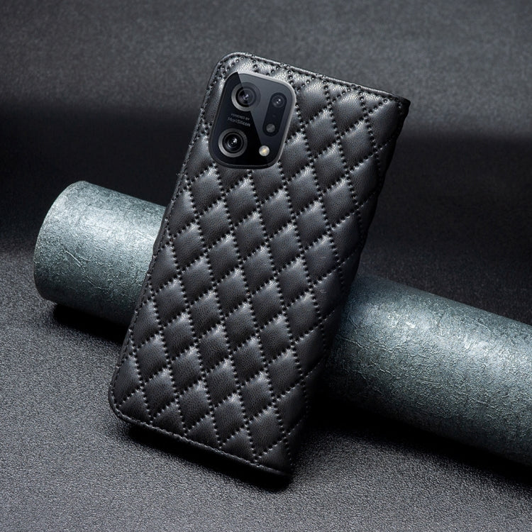 For OPPO Find X5 Diamond Lattice Wallet Leather Flip Phone Case